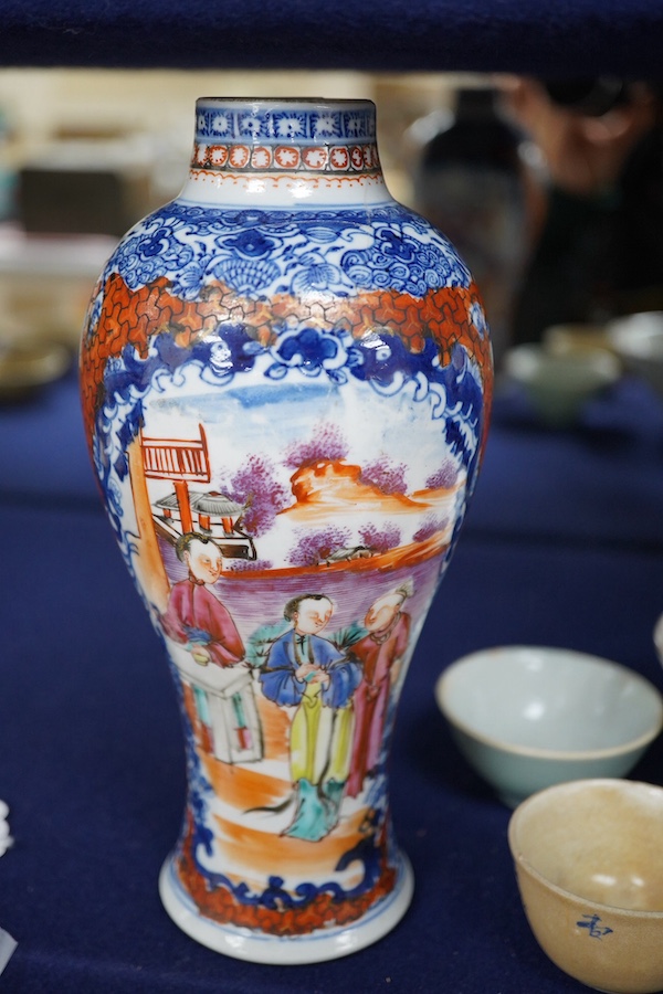 An 18th century Chinese export vase, a crackleware bowl and miniature bowls, etc., export vase 19cm high (6). Condition - all have cracks and chips